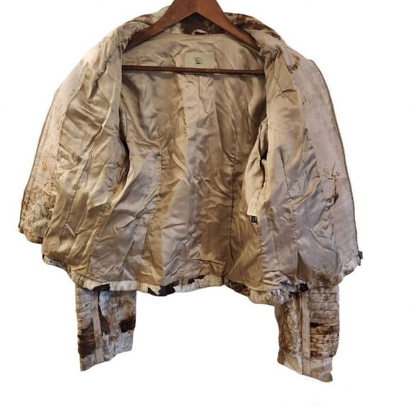 Leather Cowhide Print Rhinestone Moto Jacket Size Large - Picture 4 of 7